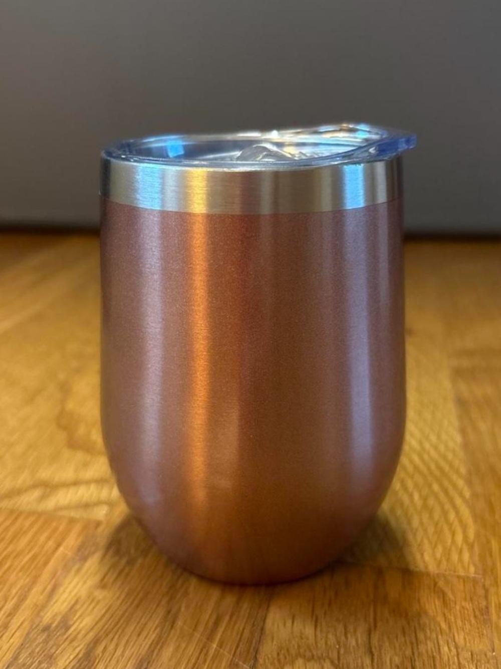 Rose gold stemless wine tumbler metal